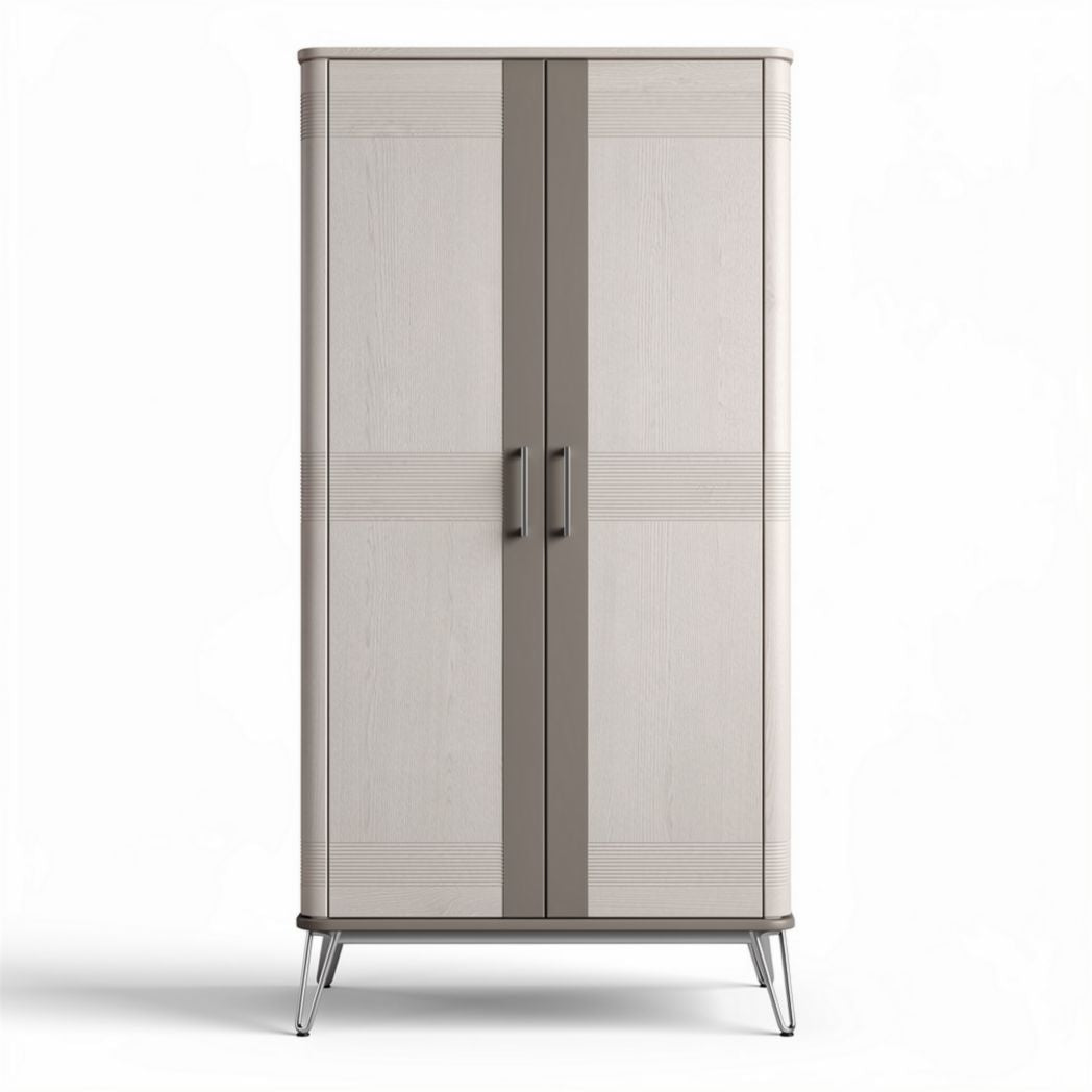 Two-door wardrobe in oak finish with metal legs 80 x 40 x 180cm