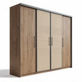 Sliding wardrobe with wood and beige finish dimensions 180 x 200 x 60cm