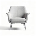 Fabric armchair in light grey with stainless steel legs 80 x 80 x 90cm