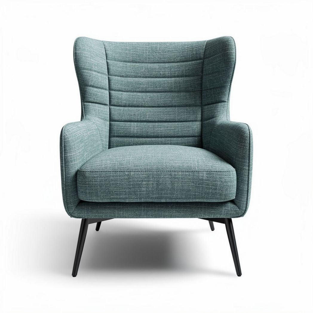 Upholstered accent chair with modern design and black metal legs 80 x 75 x 90cm