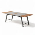 Concrete and wood dining table with metal legs 200 x 100 x 75cm