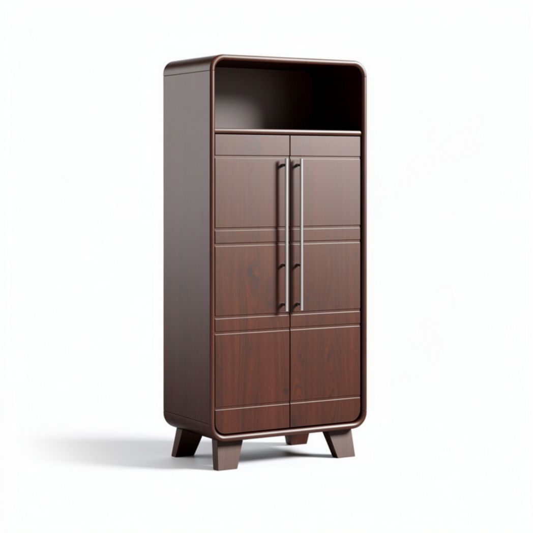 Wooden storage cabinet with double doors and open top shelf 60 x 30 x 120cm