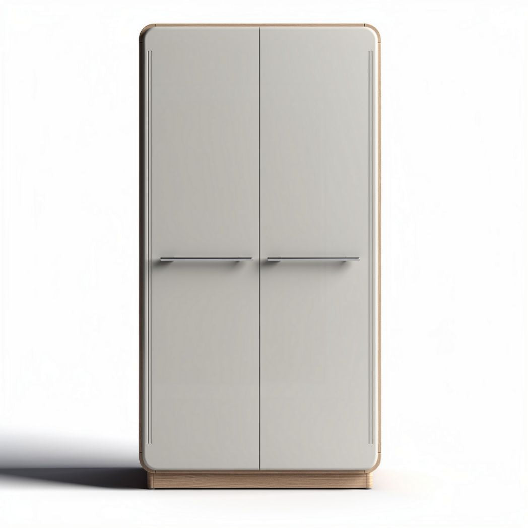 Double door refrigerator with stainless steel handles in white finish 60 x 60 x 180cm