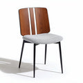 Wood and fabric dining chair with metal legs in gray and brown 45 x 45 x 85cm