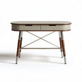 Mid-century modern desk with two drawers and wooden metal legs 140 x 60 x 75cm