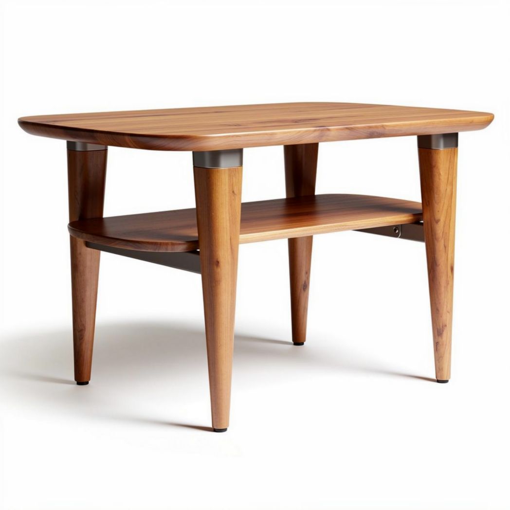 Natural wood coffee table with lower shelf for living room 80 x 50 x 45cm